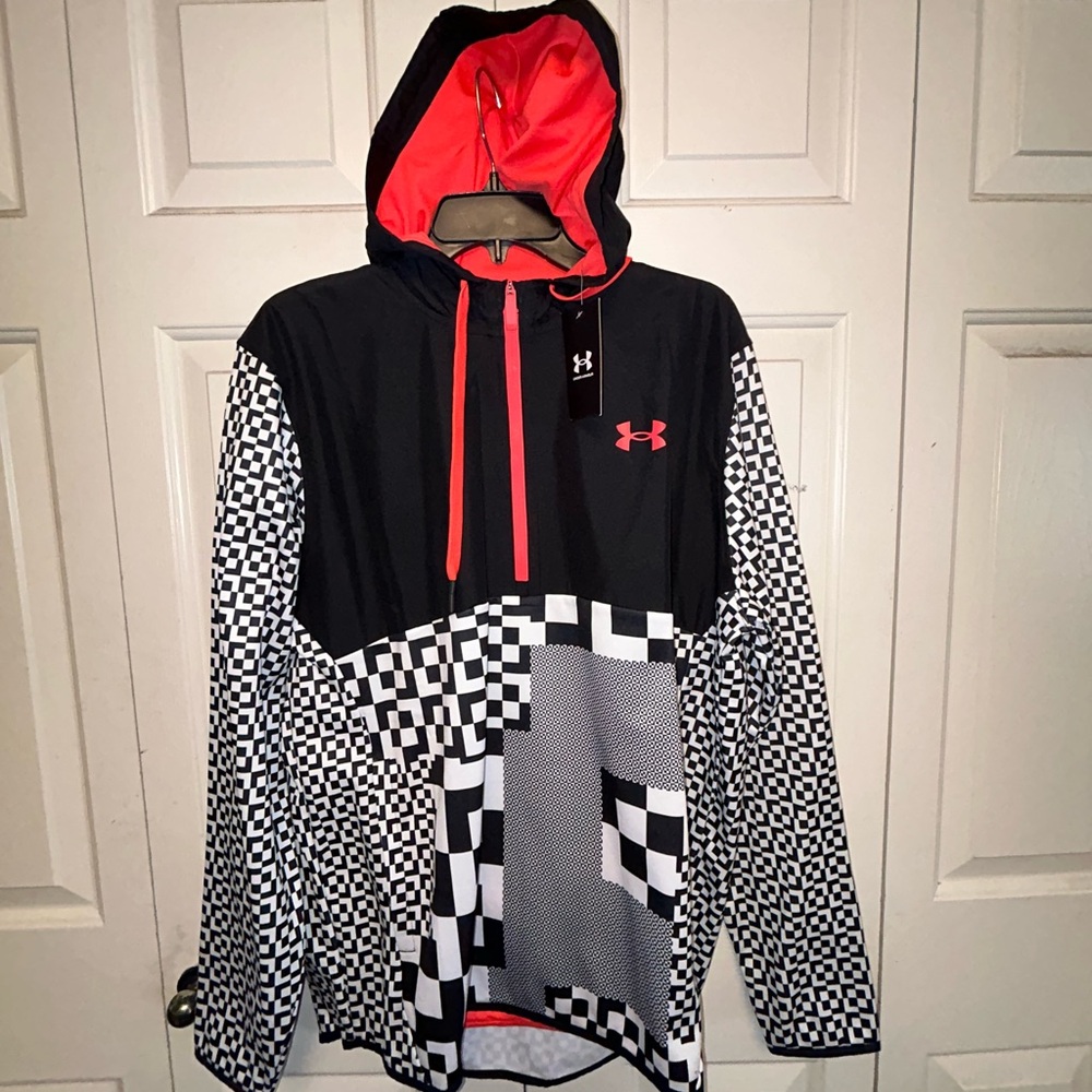 Under Armour Black Hooded Jacket with Orange Lining